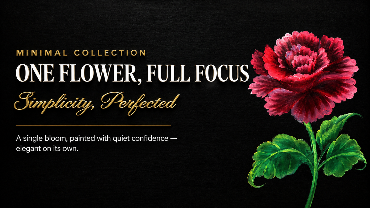 One Flower Full Focus minimal collection banner with single bloom painting