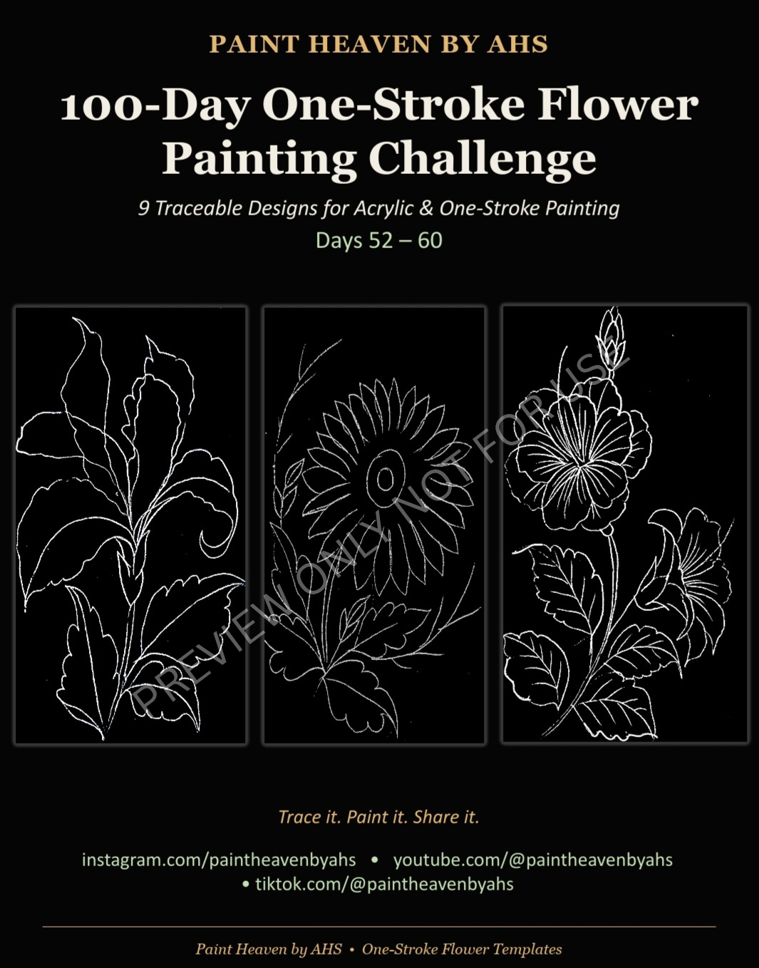 Paint Heaven by AHS one-stroke floral painting e-book cover, Days 52-60