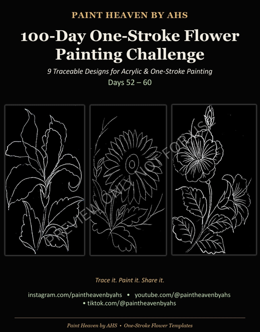 Paint Heaven by AHS one-stroke floral painting e-book cover, Days 52-60