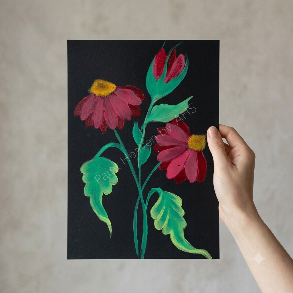 Paint Heaven by AHS printable wall art size guide, 6x8in and A4 print sizes
