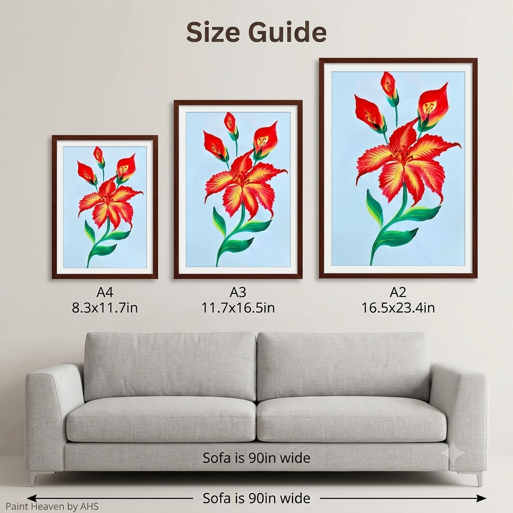 Red Lily with Buds printable wall art shown at actual print Red Lily with Buds printable wall art shown at actual print size for scale

