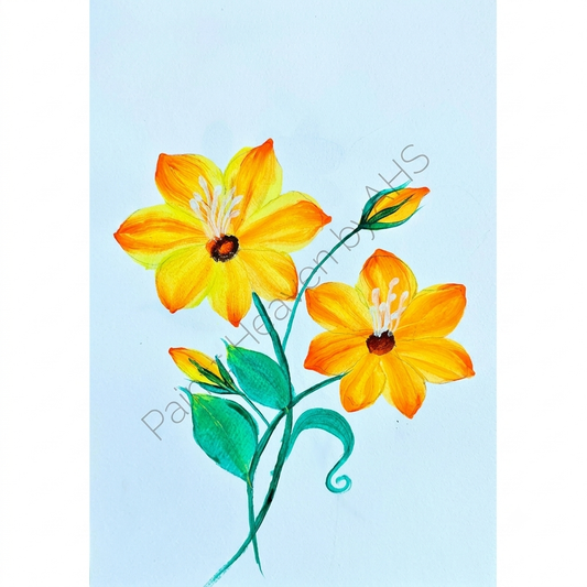 Vibrant Orange Multi-Bloom Arrangement (Lush garden style, white background) one-stroke painting on white paper, printable wall art

