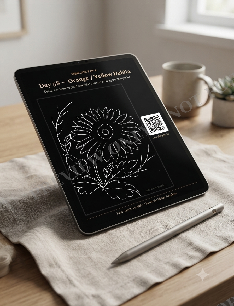 Preview of 1/9 traceable flower painting templates, one-stroke acrylic technique